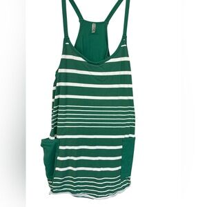 Free People Green and White Striped Tank Romper